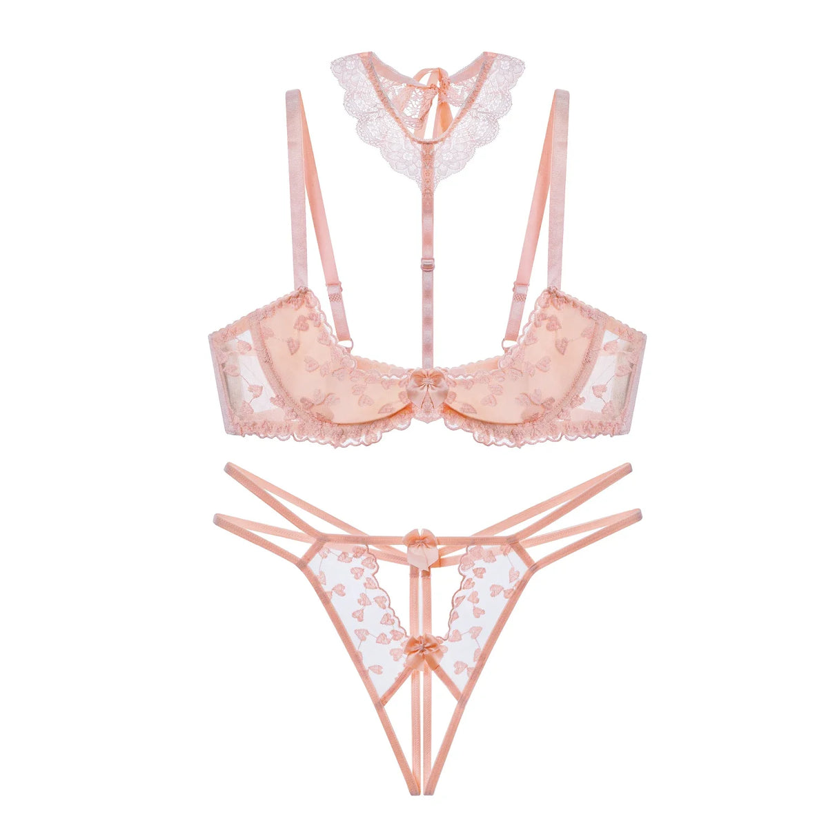 Romantic Myth Lingerie With Briefs Suit Women Sweet Sexy Crochet Lace Heart Underwear
