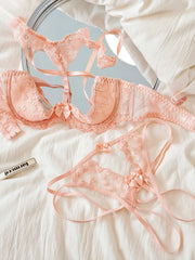 Romantic Myth Lingerie With Briefs Suit Women Sweet Sexy Crochet Lace Heart Underwear