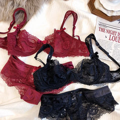 Romantic ultra-thin underwire lingerie lace sexy transparent gathering big breasts bra Underwear