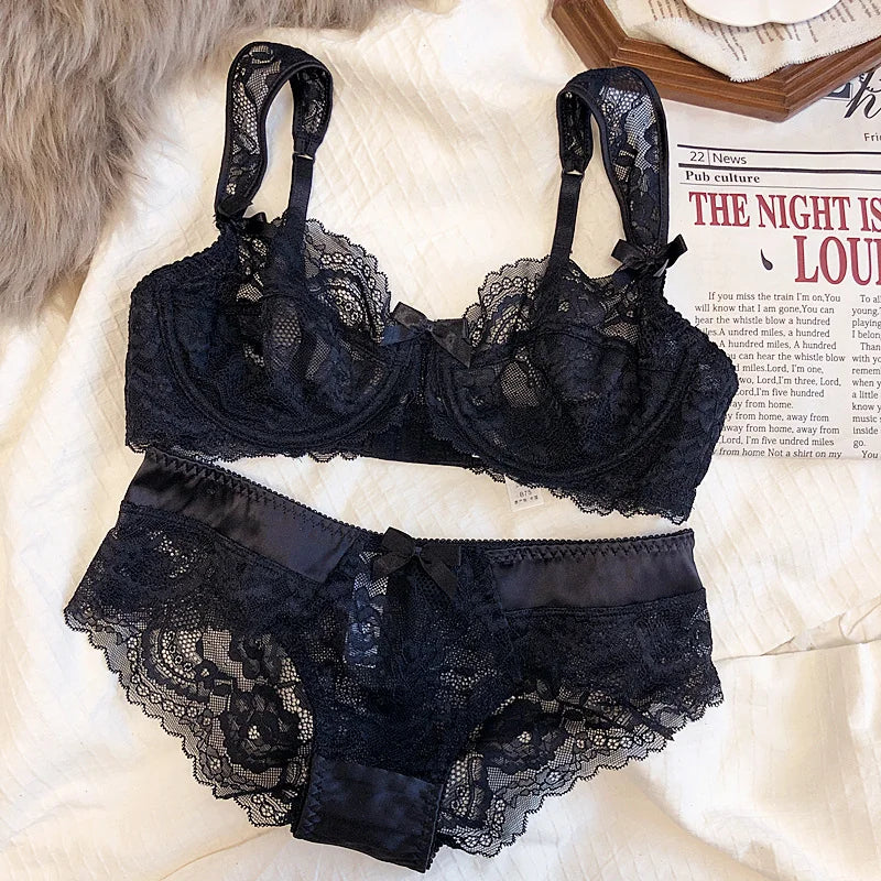 Romantic ultra-thin underwire lingerie lace sexy transparent gathering big breasts bra Underwear