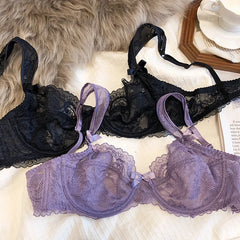 Romantic ultra-thin underwire lingerie lace sexy transparent gathering big breasts bra Underwear