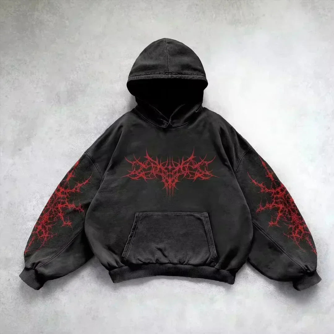 Korean Simple Gray Double Sided Oversized Zipper Hoodie Y2K Harajuku Gothic Casual Joker Couple Sweatshirt