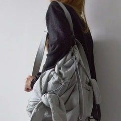 Bag Nylon High-Capacity Casual Backpack Bow Drawstring Shoulder Bag Handbag All-match
