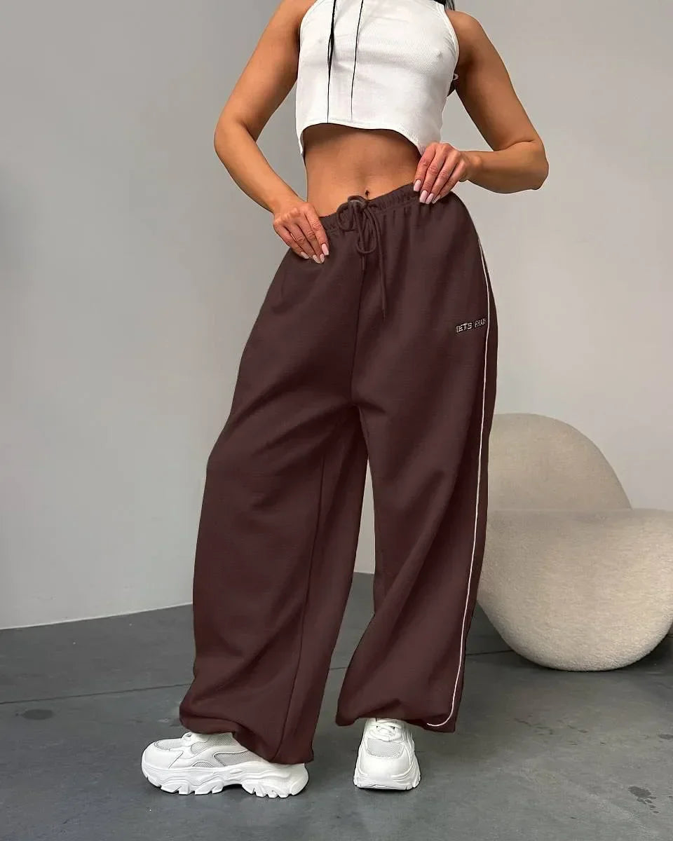 Y2K American Black Retro Hip-Hop Oversized Casual Sweatpants Loose Jogging Pants High Waist Wide-Leg Streetwear