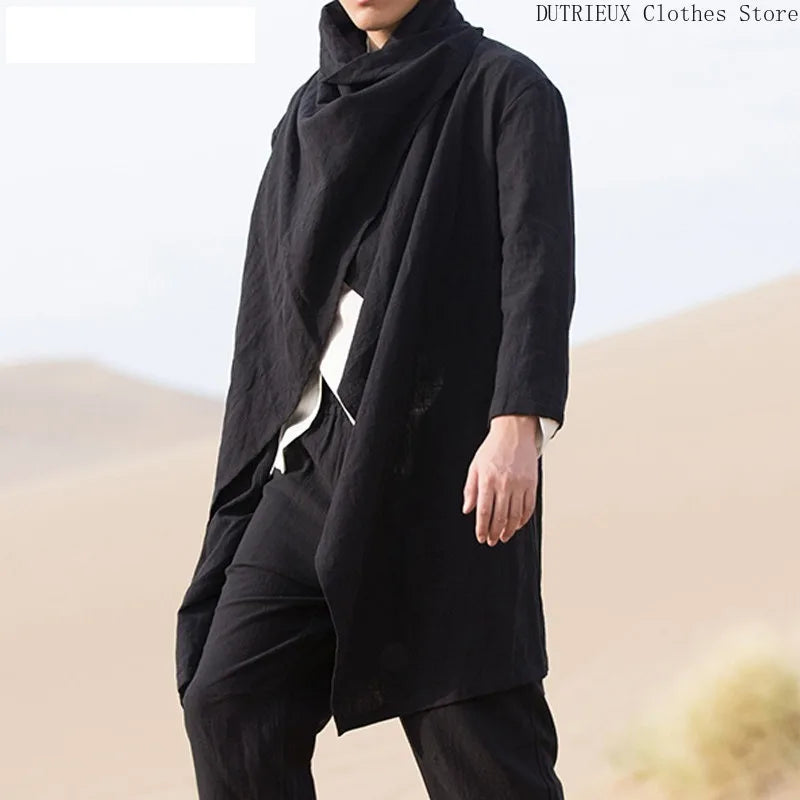 Personality Retro Long Irregular Capes Shirts Leisure Holiday Beach Cotton