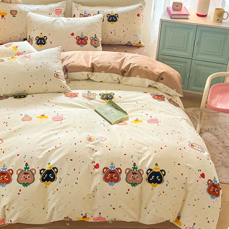 1Pcs 100% Cotton Printed Duvet Cover Cartoon Pattern Skin Friendly Breathable Comforter Cover Bedclothes