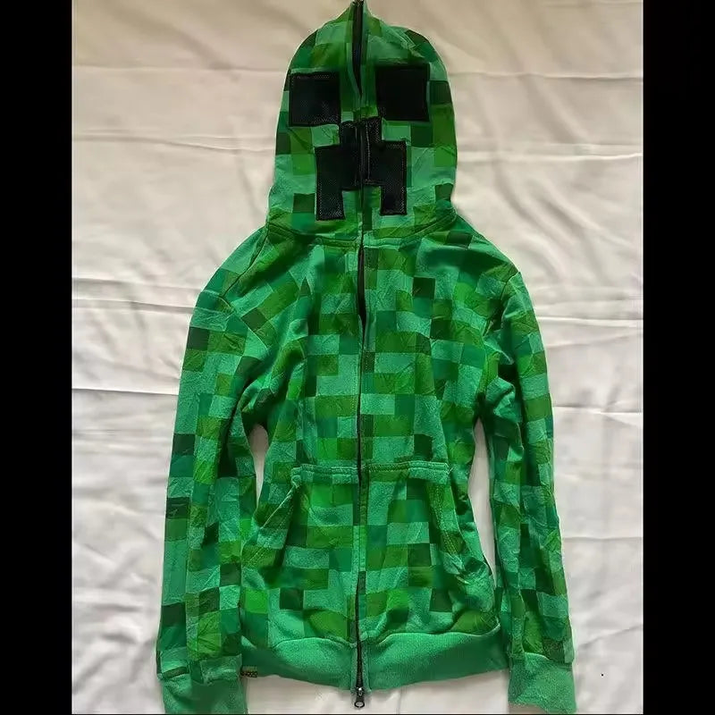 Streetwear Y2K Zip up hoodie Grunge Goth Aesthetics Graphic Print Retro Punk Clothes Oversized Hip Hop Zipper Hoodie sweatshirt
