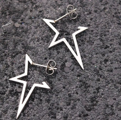Harajuku Punk Big Star Earring Irregular Hollow Out Alien Metal Pentagram Ear Stud