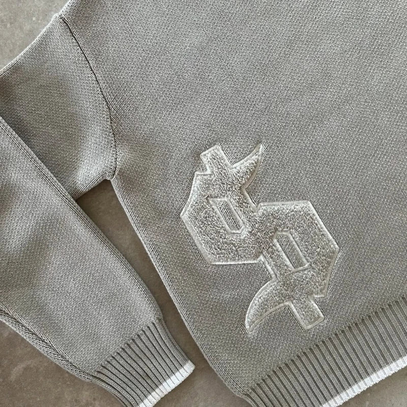 Gray Money Sign Sweater Y2k American Dollar Knit Pullover Vintage Classic Streetwear Warm Crewneck Top Casual