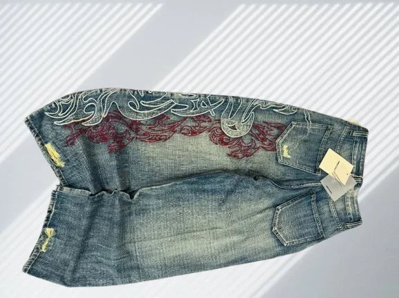 American retro jeans loose casual Y2K high street retro hip-hop clown couple wide leg pants