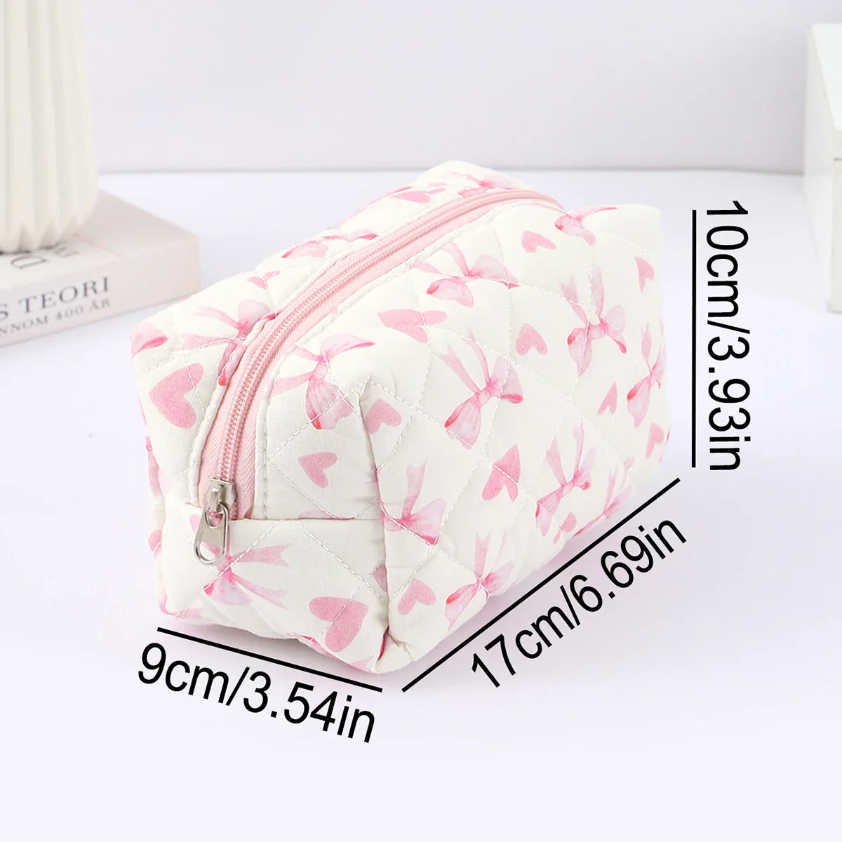 1 pc exquisite bowknot single-layer pencil case, floral pattern design storage bag, a must-have