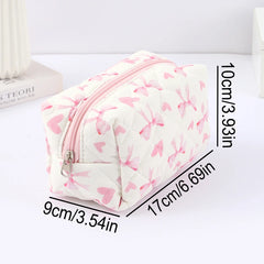 1 pc exquisite bowknot single-layer pencil case, floral pattern design storage bag, a must-have