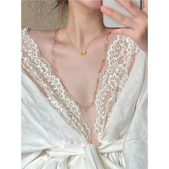 Elegant Lace Shirts Vintage V Neck Bandage Blouses Fairy Korean Patchwork Long Sleeve Casual Design Tops New