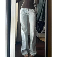 High Waisted Light Colored Wide Leg Jeans Street Style Cool Girl Wide Leg Baggy Pants Casual Thin Denim Trousers