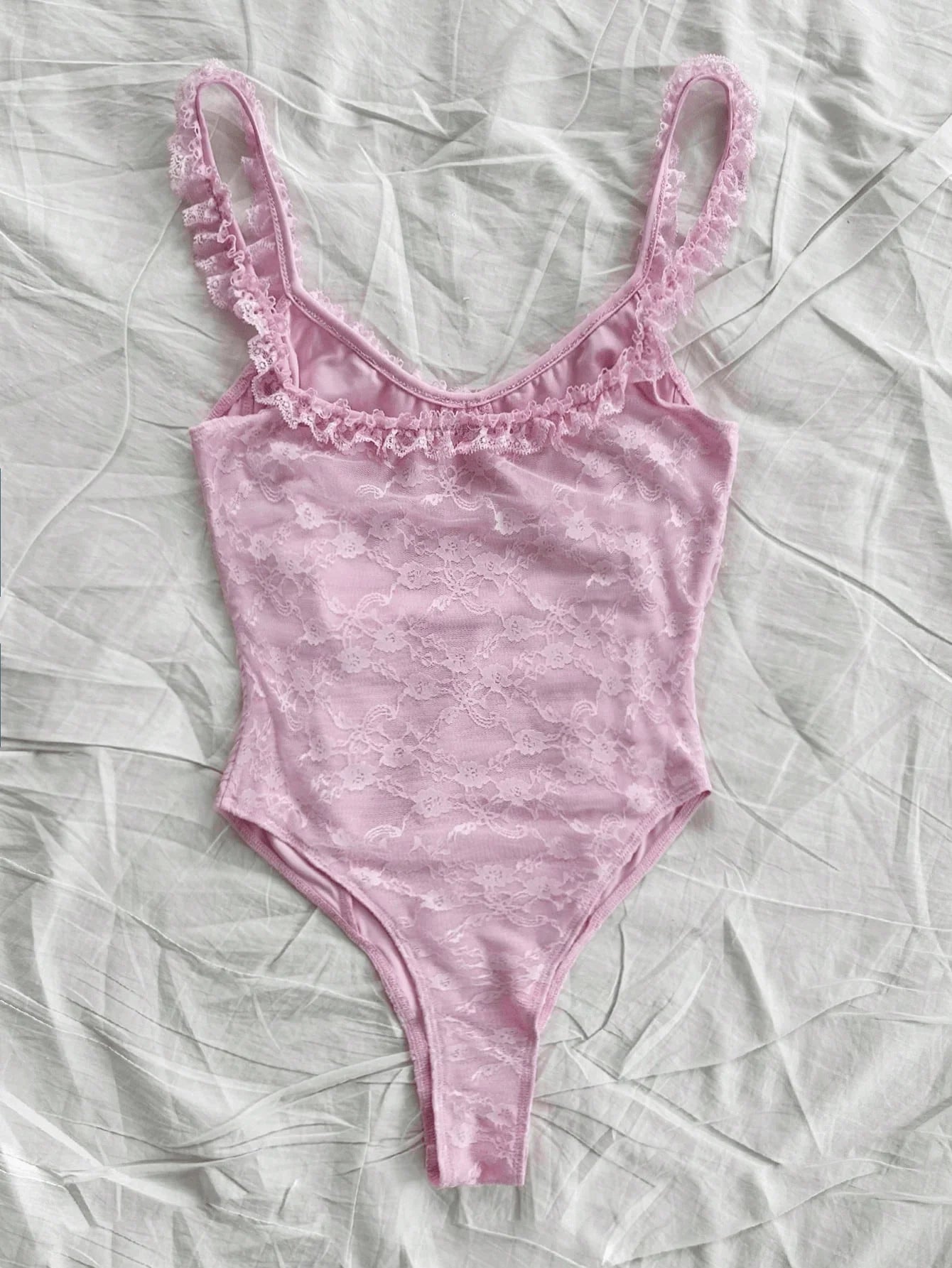 Spring/knitted fabric Romantic lace wooden ear edge casual holiday retro onesie