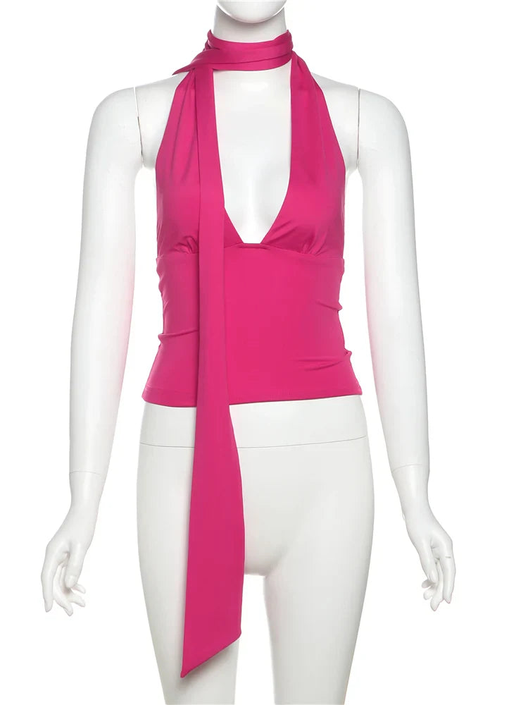Weird Puss Scarf Tank Tops Backless Irregular Trend Hottie Hipster Trend Wild Classic Streetwear Basic Vest