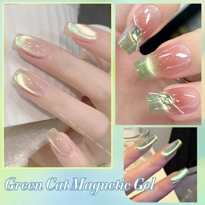 10ml Green Cat Magnetic Gel Ultra Shine Holographic Glitter Semi Permanant Soak Off UV LED Gel Varnish