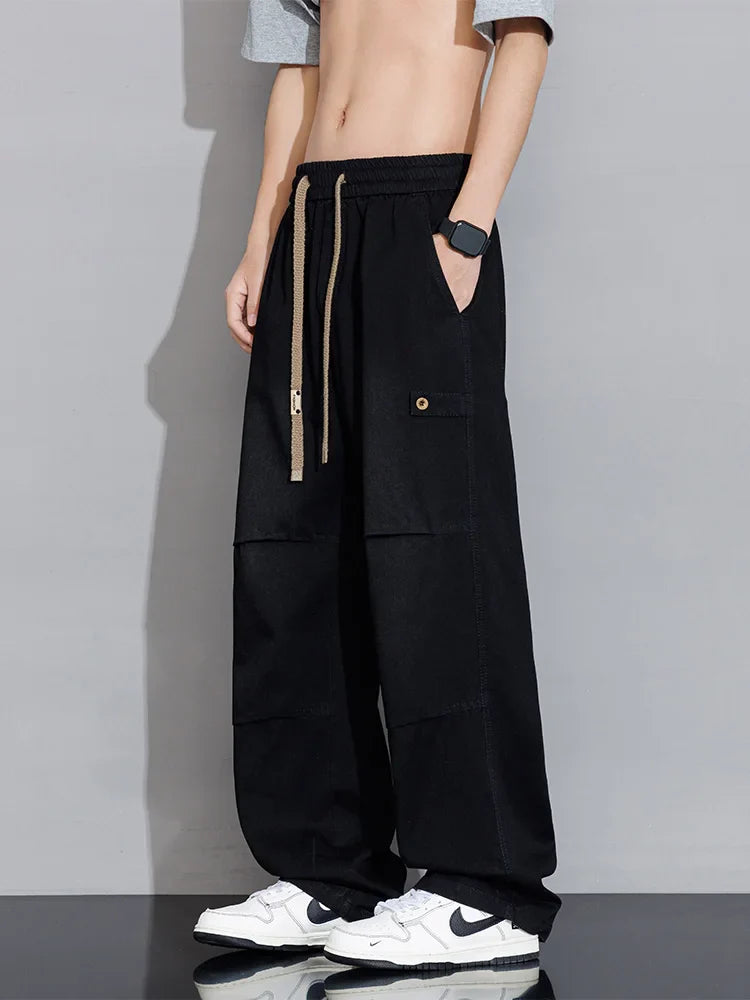 Cargo Jeans Wide Leg Denim Pants Straight Baggy Jeans Asian Size L-5XL