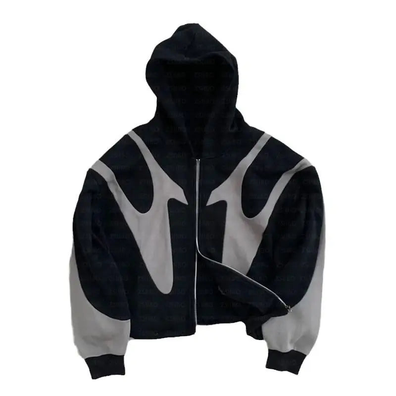 Harajuku Street Hip Hop Cross Hoodies Splicing Zipper Sweatshirt Hoodie y2k Harajuku Gothic Coat Hoodie Female