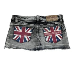 American washed pocket printed denim shorts
