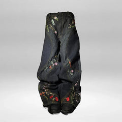 Y2K Baggy Jeans vintage splicing Floral Seams Embroidery Streamlined Jeans 2000s Harajuku goth Hip Hop wide leg jeans
