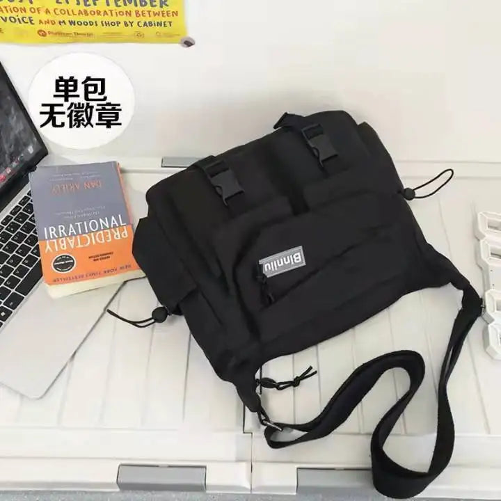 Japanese Simple Messenger Bag Student Nylon Waterproof Canvas Handbag Shoulder Crossbody Bags