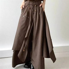 Button Irregular Skirt Pants
