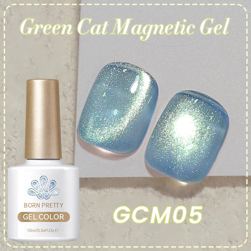 10ml Green Cat Magnetic Gel Ultra Shine Holographic Glitter Semi Permanant Soak Off UV LED Gel Varnish