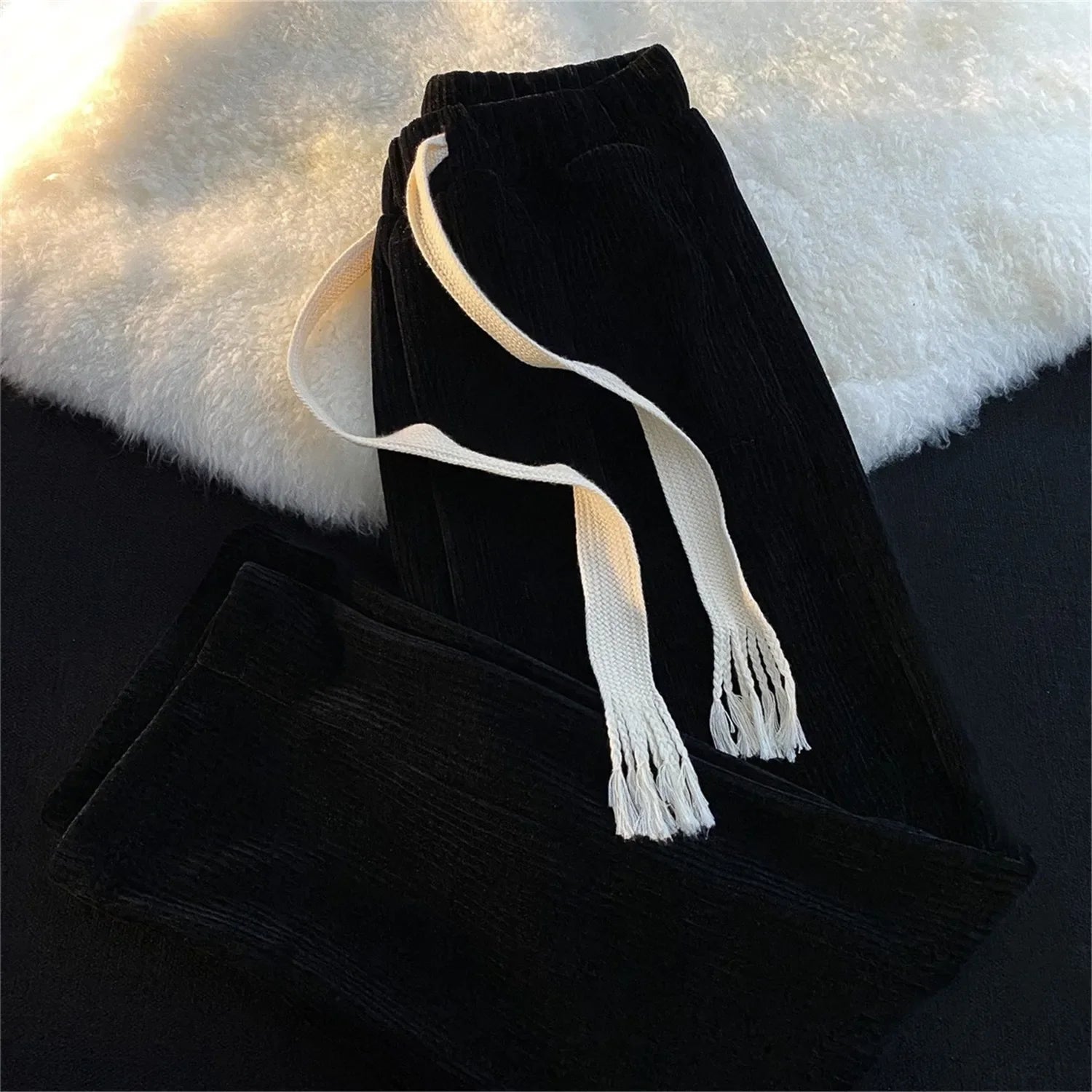 Solid Pants Retro Ankle Length Casual Korean Style Pant Male Elastic Waist Loose Pant Man Streetwear Black Gray
