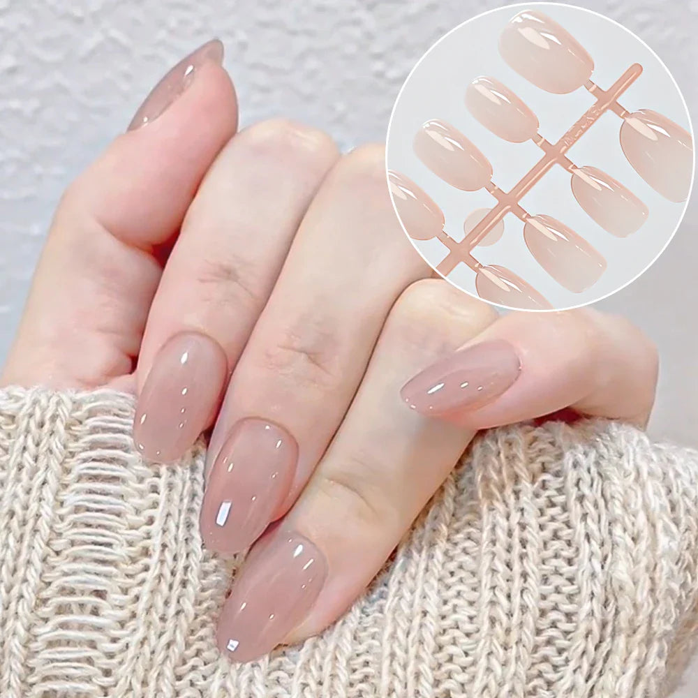 150Pcs Gradient Nude Short Almond Fake Nails XS/S/M Size Glossy Full Cover Press On Nail