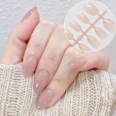 150Pcs Gradient Nude Short Almond Fake Nails XS/S/M Size Glossy Full Cover Press On Nail