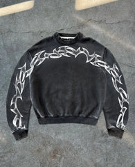 Divin Washed Cotton Printed Long Sleeve T Shirt Cool Street Wear Oversized T shirt Y2K Dark HipHop Punk Vintage Washed Shirt