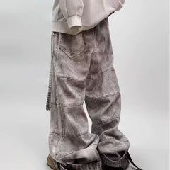 Hip-hop street clothing wasteland style tie-dye ripped jeans