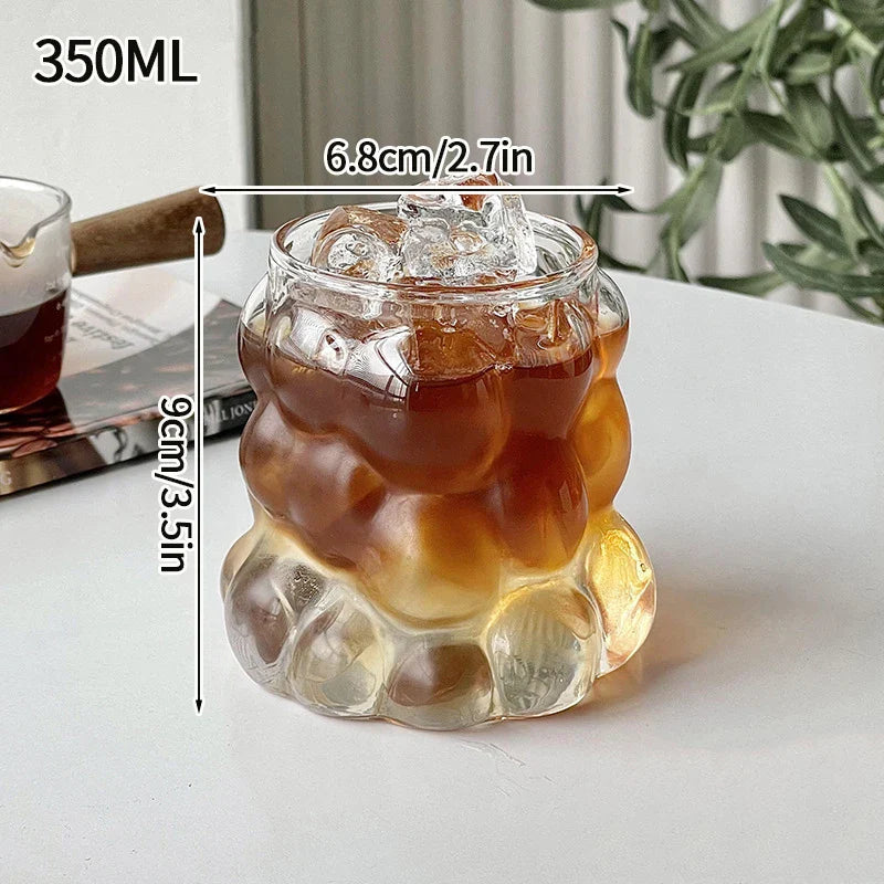 Glass Drinkware Cold Coffee Cups Latte Coffee Glass Iced Juice Milk Water Bottle