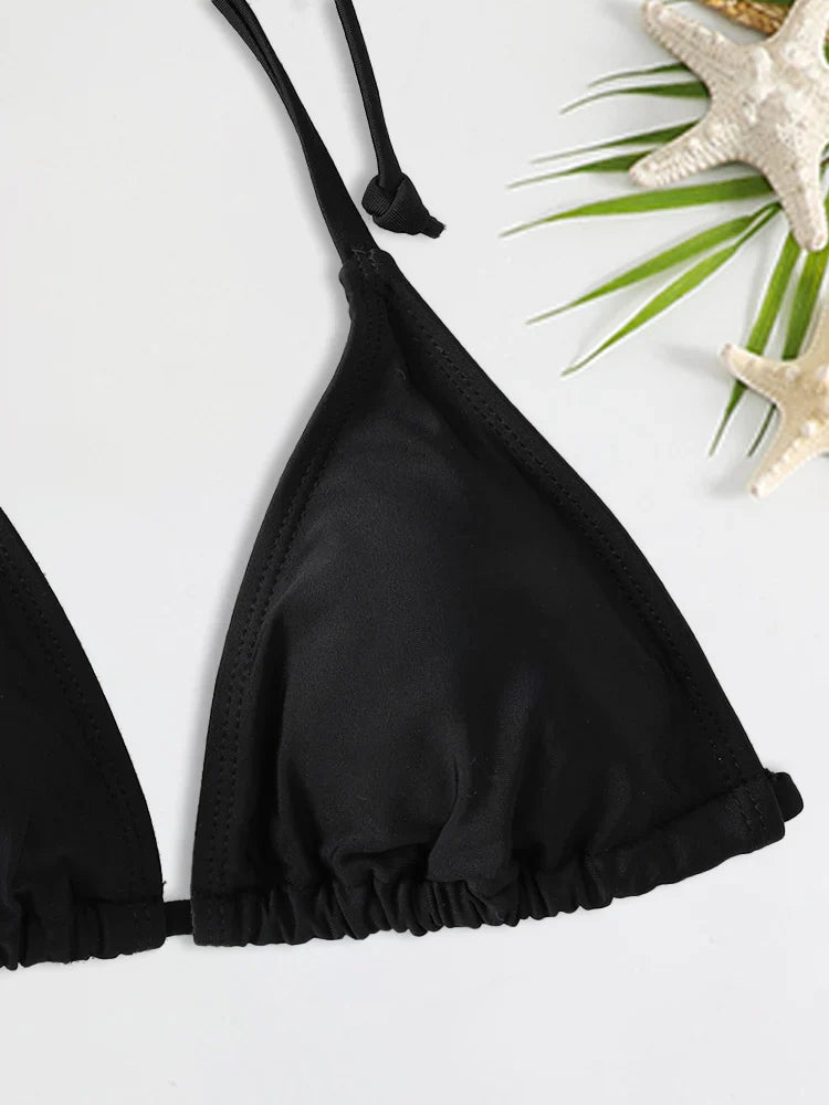 2Pc/Set Swimsuit Bikinis Set Triangle Swimwear String Beachwear Thong One Piece Suits Brazilian Biquini