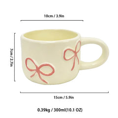 Bow mug girls high value home breakfast cup office ceramic cup niche water cup couple cup