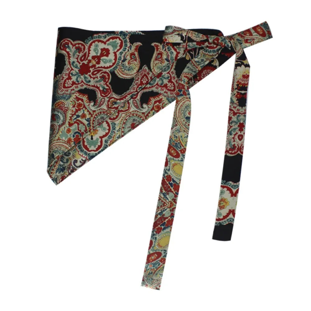 Chinese Style Ethnic Triangular Waistband Embroidered Printing Tassel Floral Triangular Belt Jeans Decor Clothing Accessories