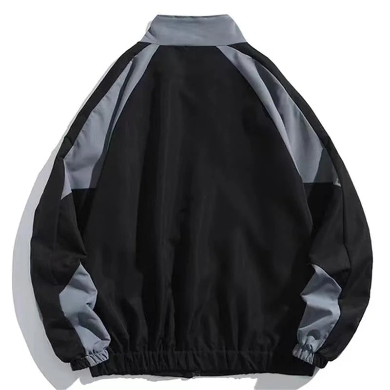 Hip Hop Varsity Jacket High Street Patchwork Color Block Windbreaker Coats Thin College Jackets
