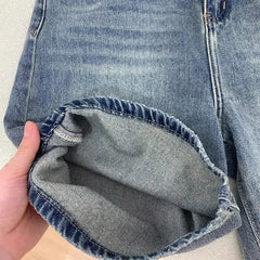 Casual Denim Shorts Wide Leg Short Jeans Knee Lenght Denim Pant High Waist Shorts Girls
