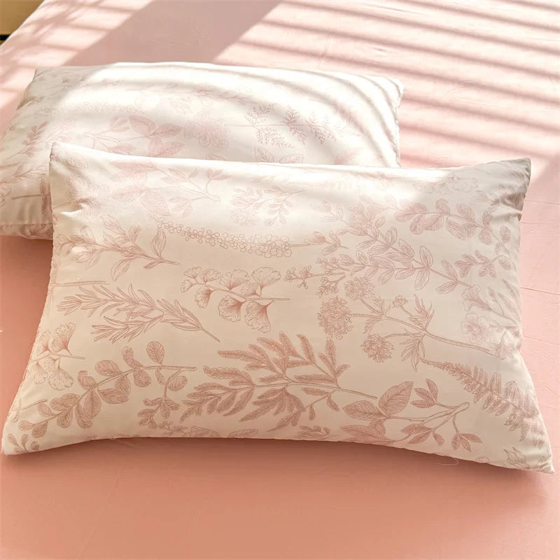 Bonenjoy Pink Flower Duvet Cover Sets Washed Polyester Super Soft Bed Cover Sets Single/Queen/King Quilt Cover with Pillowcase