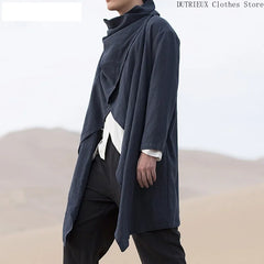Personality Retro Long Irregular Capes Shirts Leisure Holiday Beach Cotton