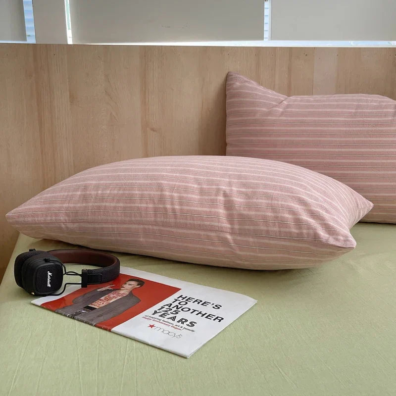 1pc Korean Cotton Pink Stripes Duvet Cover 150x200 Size Girl's Room housse de couette Skin friendly Breathable Comforter Sets
