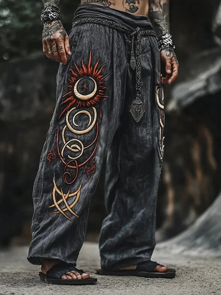 retro Viking Celtic art knot 3D printed casual pants drawstring straight leg pants beach pants