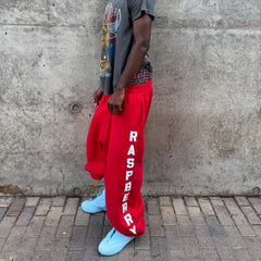 Harajuku Street Hip Hop Y2K Retro Sweatpants Camo Pattern Print Streetwear Unisex Casual Red Loose Pants Clothing