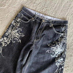 Y2K Denim Shorts Patch Vintage Shorts Street Hip Hop Harajuku Punk Loose High Waist Wide Leg Pants