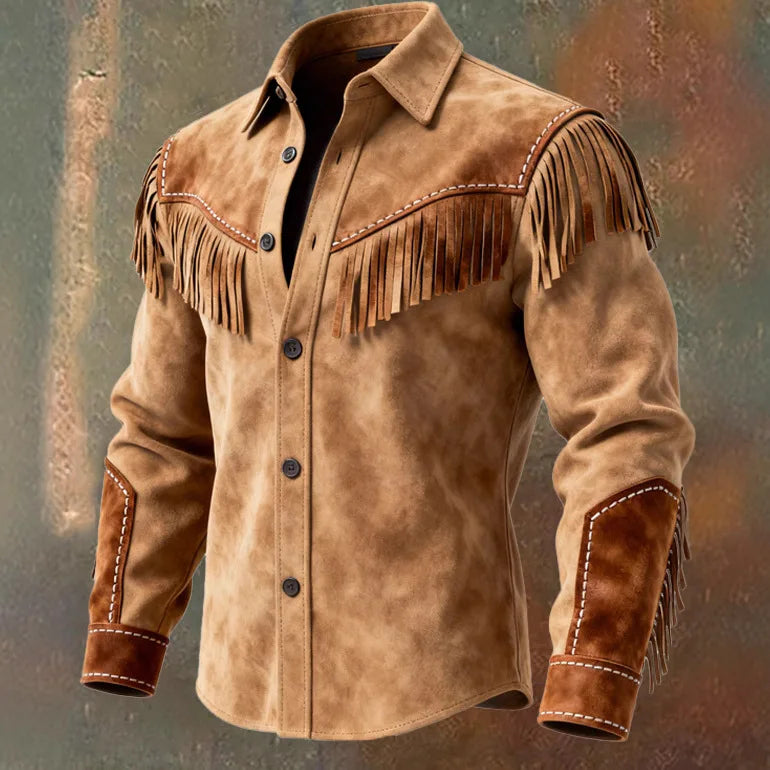 Fur Fringed Jacket Coat Vintage Ethnic Trendy Button Open Lining Streetwear Coat