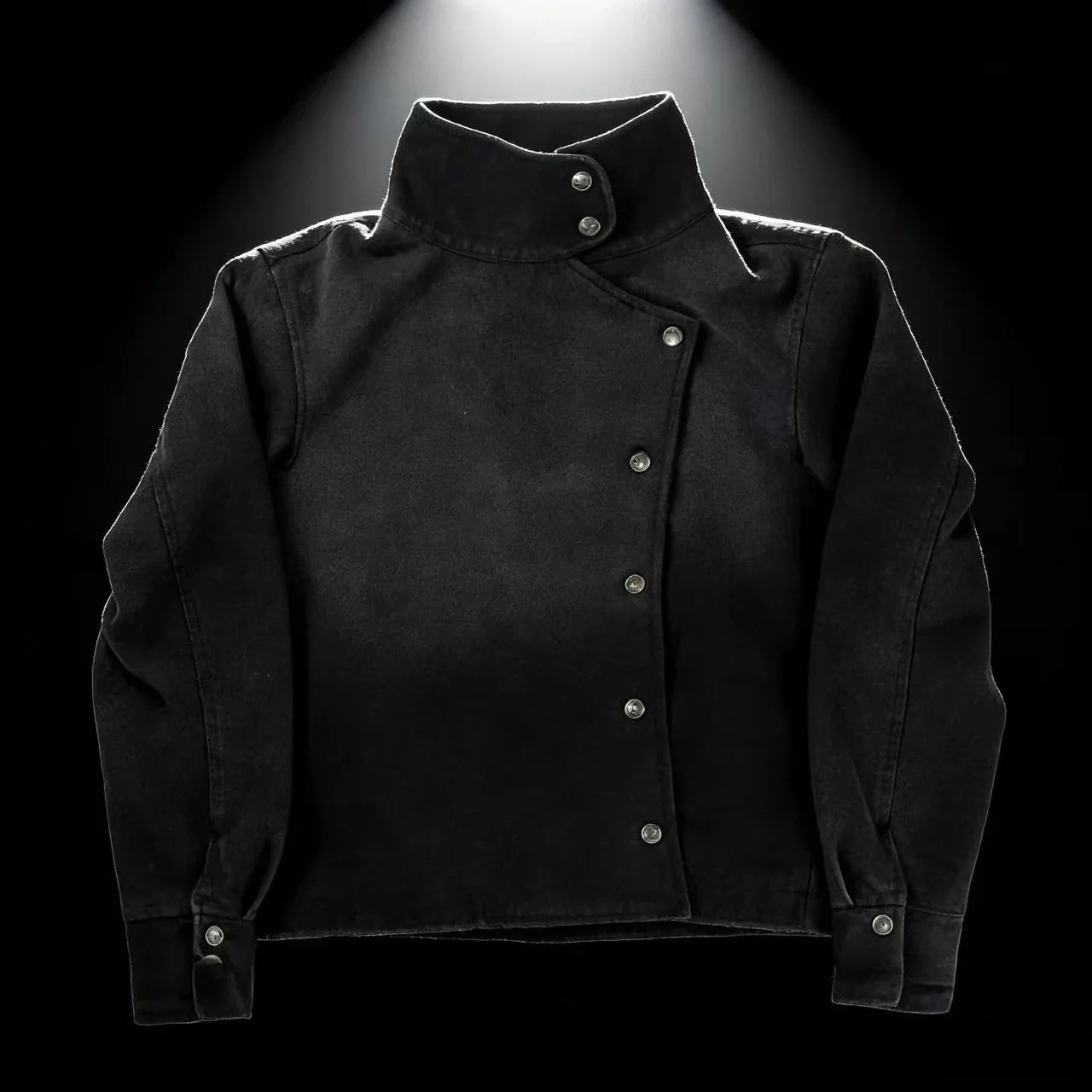 Y2K Harajuku Retro Functional Style Slant Collar Jacket Gothic Stand Collar Easy Jacket Street Black Jacket