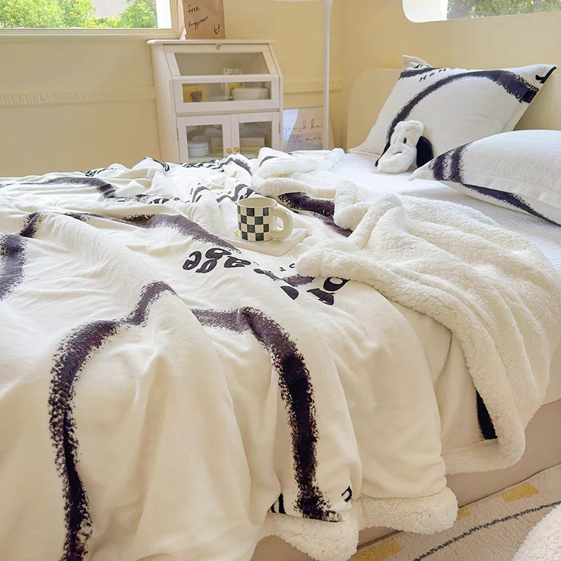 Cartoon Printed Lamb Wool Blanket Thick