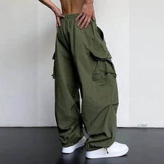 Casual Cargo Pants Streetwear Classic Man Straight Wide-leg Pants Drawstring Workwear Trendy Loose Cargo Trousers