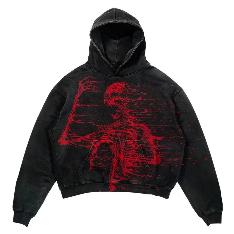 Punk Wind Ninja Printed Long-sleeved Hoodies Couples Hip-hop Street Y2k Street Loose Oversized Hoodies Harajuku Goth Top